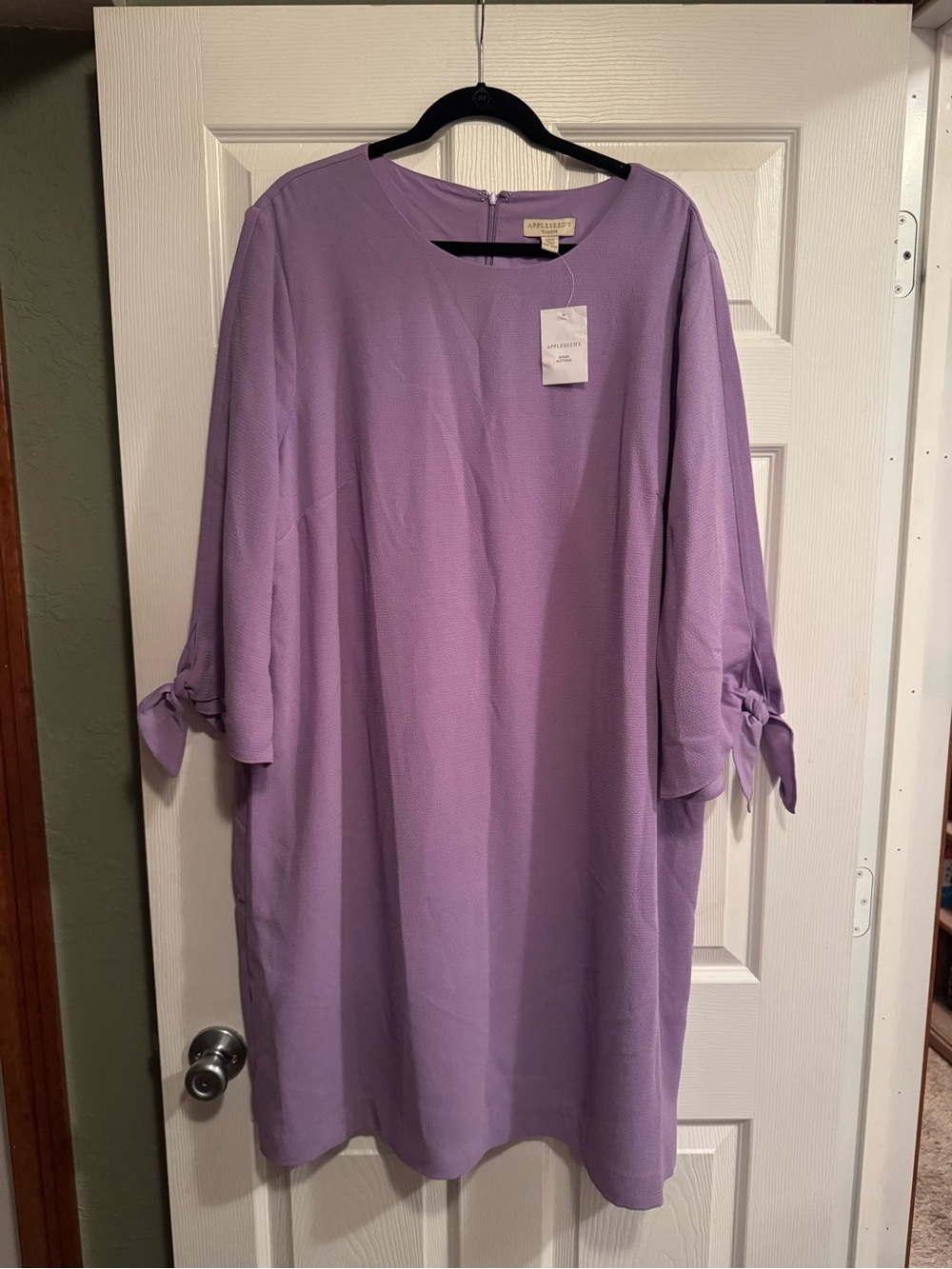 NWT Appleseed's Sz 24W Lilac Lavender Tie-Sleeve Midi Dress